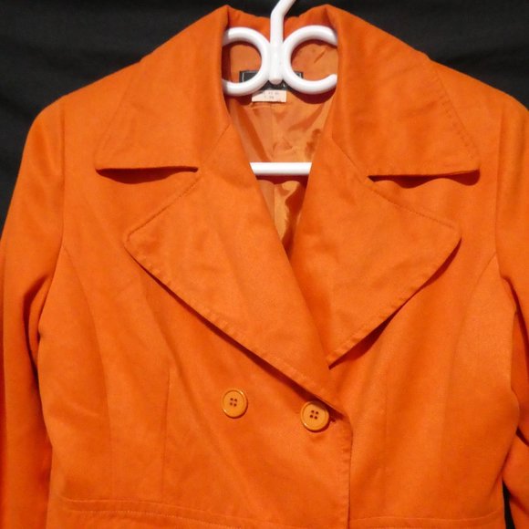 INFLUENCE DE NAF NAF | GWI 11 BL T 38 | Gorgeous Orange Pea Coat | NWOT - Picture 4 of 16